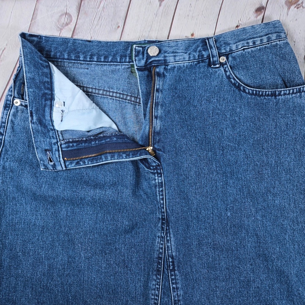 Lauren Jeans Co Ralph Lauren Blue Denim Maxi Skirt‎ Raw Hem Size 14 - Picture 6 of 8